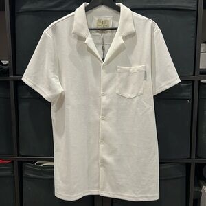 White Short Sleeve Men's Shirt by [Brand]